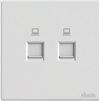 Bộ ổ cắm mạng đôi cat6 mặt vuông màu trắng Simon S6 585228