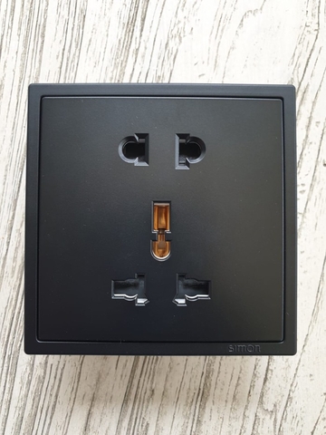 Simon i7 - Module Ổ cắm 3 chấu đa tiêu chuẩn 10A và ổ cắm 2 chấu thường (Đen), 701080-26