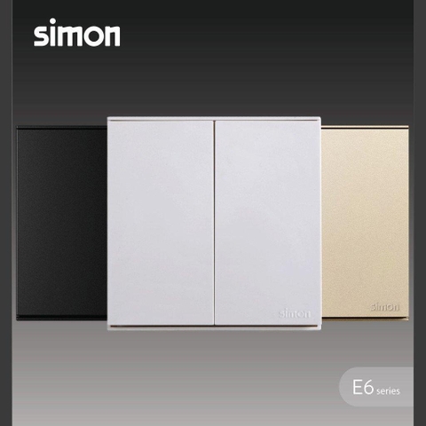 Bộ công tắc đôi, hai chiều có đèn LED mặt vuông màu Xám (Grey) Simon E6 721024-61