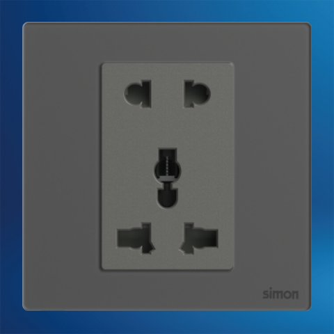 M7 Gem- Bộ ổ cắm 2 chấu + 3 chấu đa năng (10A 250V) (Diamond Grey) Simon M7 661080G-4D