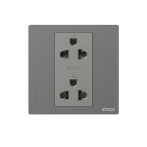 M7 Metal- Bộ ổ cắm đôi 3 chấu (Brushed Grey) Simon M7 661287M-2B