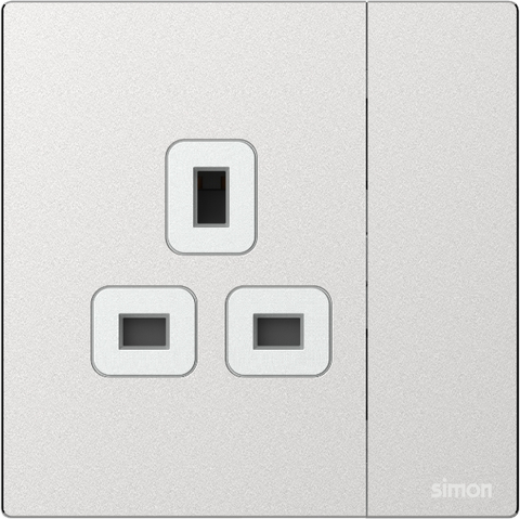 M7 Metal- Bộ ổ cắm kiểu anh 13A (Frosted Sliver) Simon M7 661382M-2A