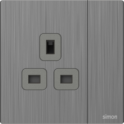 M7 Metal- Bộ ổ cắm kiểu anh 13A (Brushed Grey) Simon M7 661382M-2B