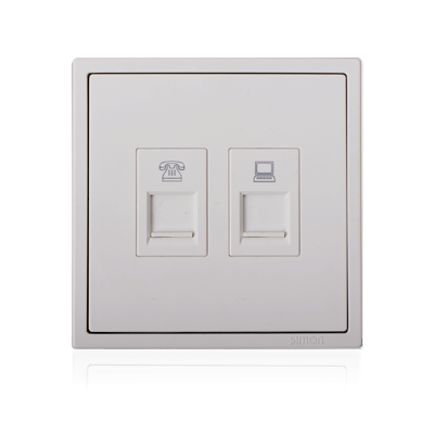 Module ổ cắm điện thoại và mạng (Cat6) màu trắng Simon i7 705229