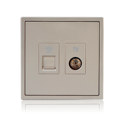 Module ổ cắm ti vi và điện thoại màu sâm panh Simon i7 705301-46