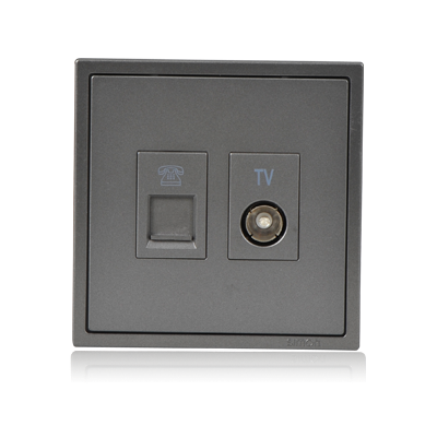 Module ổ cắm ti vi và điện thoại màu xám Simon i7 705301-61