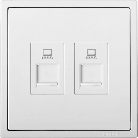 Module ổ cắm mạng đôi Cat6 màu trắng chuẩn vuông Simon i7 705228
