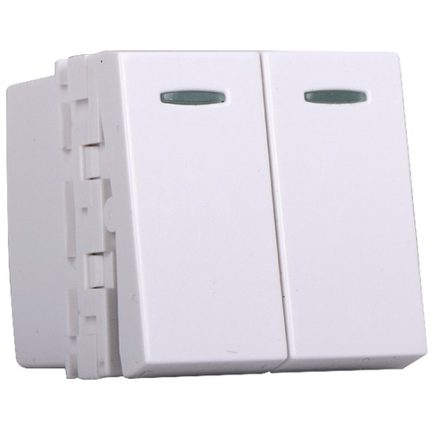 Công tắc đôi 1 chiều có dải phản quang (M module) màu trắng Simon 51A H41