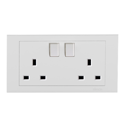 Bộ ổ cắm đôi kiểu Anh 13A + 2 công tắc vuông màu trắng 724582