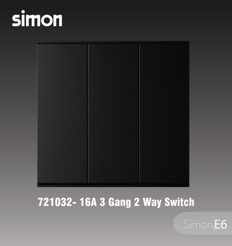 Bộ công tắc ba, hai chiều, màu đen, E6, 721032-26