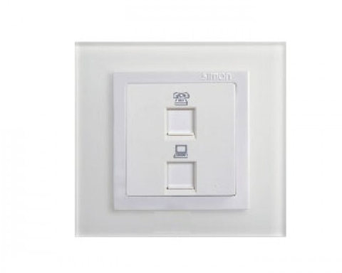 Module ổ cắm tivi và mạng cat6 màu Trắng Simon V8 80492
