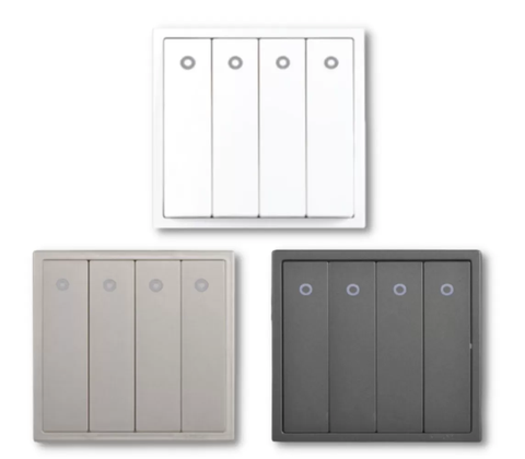 Module công tắc bốn 1 chiều có đèn LED màu Xám (Grey) Simon i7 701043-61