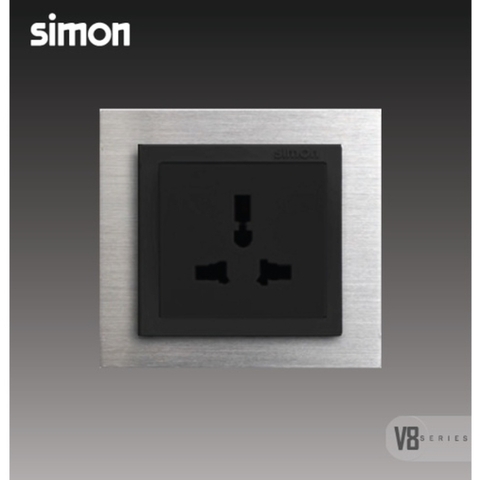 Module ổ cắm đơn 3 chấu 16A màu Đen Simon V8 80487-26