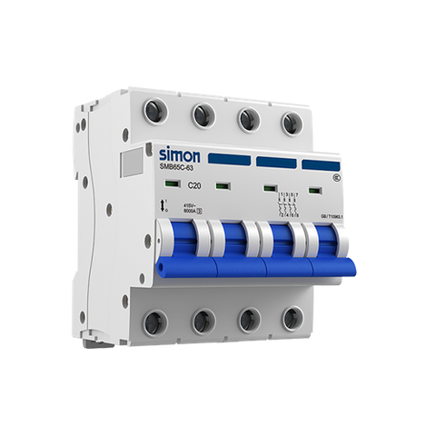 Aptomat dòng cắt 6000A 4P MCB 6k 4P 20A Simon SMB65C-63C20/4