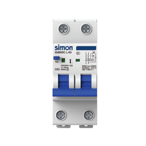 Aptomat chống giật 30mA 6000A 2P RCBO 6k 2P 25A Simon SMB65CL-63C25/2