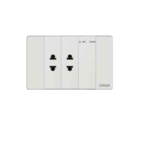 Simon K9 - Bộ 2 ổ đơn 2 chấu S + công tắc 1 chiều S 594101