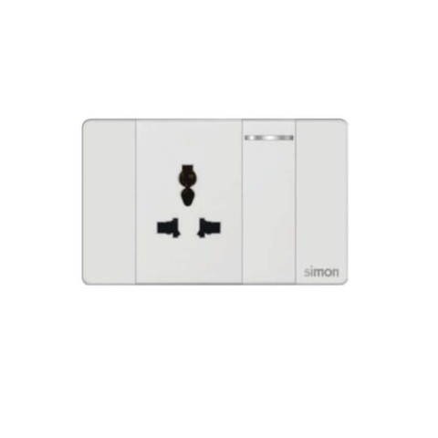 Simon K9 - Bộ ổ cắm 3 chấu đa năng L + công tắc 1 chiều S 594081