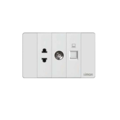 Simon K9 - Bộ ổ cắm đơn 2 chấu + ổ cắm hạt TV + hạt mạng CAT 6 595302