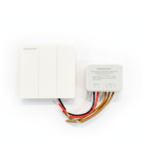 Công Tắc Điều Khiển Từ Xa Không Dây (Nút Nhấn Không Cần PIN) KAWASAN 3 kênh 3 nút nhấn C3K – R3K