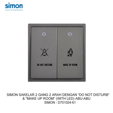 Module công tắc không làm phiền và mời dọn phòng có đèn LED màu xám Simon i7,S 6 70E724-61