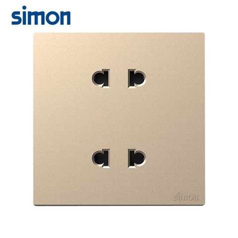 Bộ ổ cắm đôi 2 chấu màu Sâm Panh chuẩn vuông Simon S6 581072-46