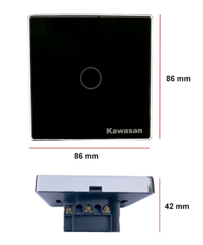 Công tắc wifi âm tường vuông Kawasan CT1VB-WF-VB (Kính đen viền bạc)