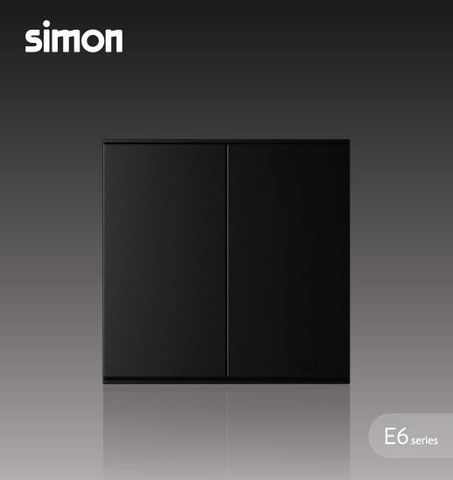 Simon E6 Bộ nút nhấn công tắc đôi (Đen), 721021F-26
