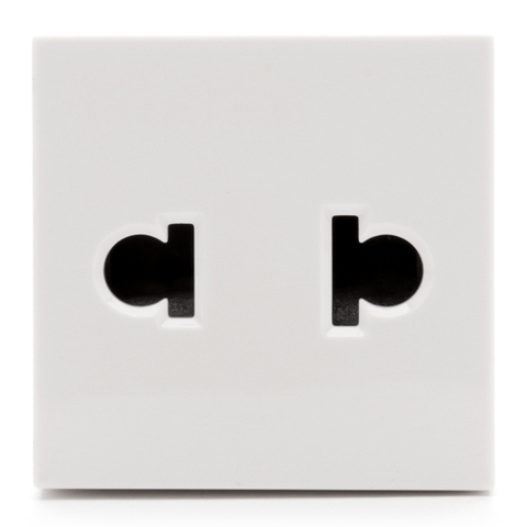 Ổ cắm đơn 2 chấu, dùng cho chấu tròn và dẹt,10A/16A 250V~(M module) màu trắng Simon 51A H72