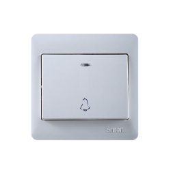 Bộ Công tắc chuông có đèn LED mặt vuông màu trắng Simon 50 56301BD
