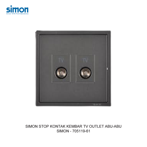 Module ổ cắm tivi đôi màu xám Simon i7 705119-61