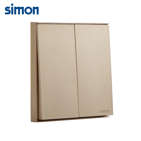 Bộ nút nhấn công tắc đôi (công tắc nhấn nhả thông minh) màu Sâm Panh (Champagne) Simon E6 721021F-46