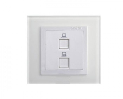 Module ổ cắm mạng đôi Cat6 màu trắng Simon V8 80593