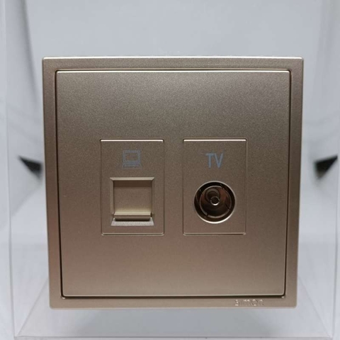 Module ổ cắm ti vi và điện thoại màu sâm panh Simon i7 705302-46