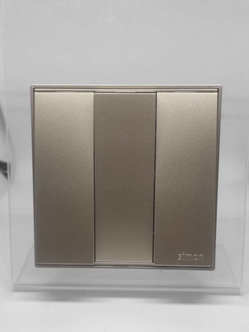 Bộ công tắc ba, một chiều chuẩn vuông màu Sâm Panh (Champagne) Simon E6 721031-46