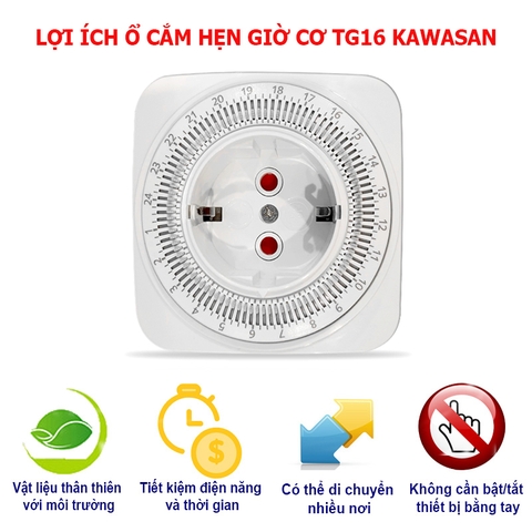 Ổ cắm hẹn giờ cơ Kawasan TG16