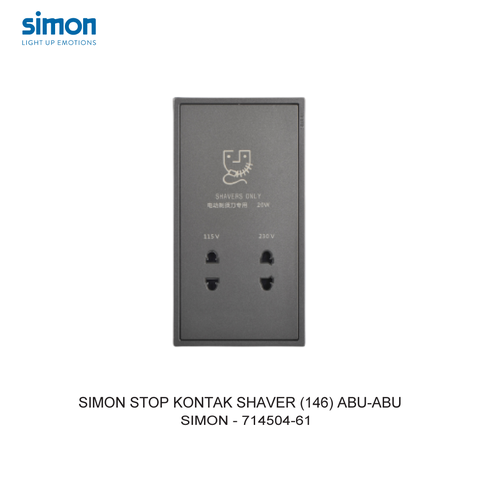 Module bộ ổ cắm dao cạo râu màu xám Simon i7 714504-61