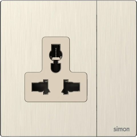 M7 Metal- Bộ ổ cắm 3 chấu đa năng + công tắc (13A 250V) (Satin Gold) Simon M7 661089M-2C