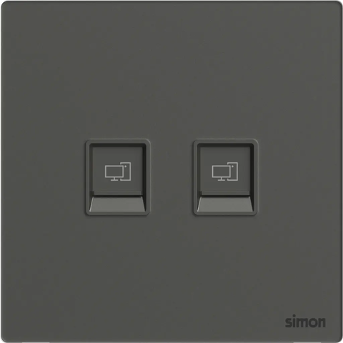 M7 Gem- Bộ ổ cắm mạng Cat6 đôi (Diamond Grey) Simon M7 665228G-4D