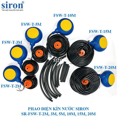 Công tắc phao điện chống tràn và chống cạn kín nước Cáp dây 20m Siron SR-FSW-T-20M