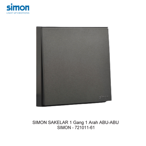 Bộ công tắc đơn, một chiều chuẩn vuông màu Xám (Grey) Simon E6 721011-61