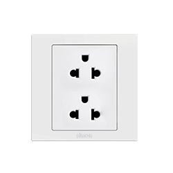  Bộ Ổ Cắm Đôi 3 Chấu 16A chuẩn vuông màu trắng Simon S5 S5522
