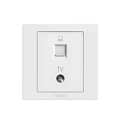  Bộ Ổ cắm tivi + mạng CAT6 chuẩn vuông màu trắng Simon S5 S5841