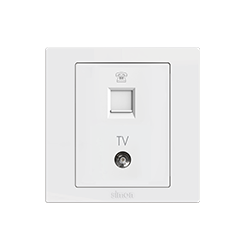  Bộ Ổ cắm tivi + điện thoại chuẩn vuông màu trắng Simon S5 S5842