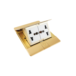 Ổ cắm âm sàn gồm 2 ổ cắm 3 chấu đa năng màu Gold Simon SEF3770