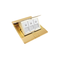 Bộ ổ cắm âm sàn gồm 3 ổ mạng Cat6 màu Vàng Đồng Simon SEF3888