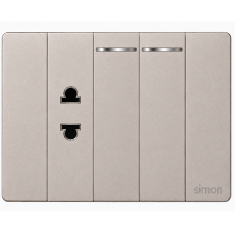 Simon K9 - Bộ ổ đơn 2 chấu + 2 công tắc đơn 2 chiều S (champagne) 594100-46