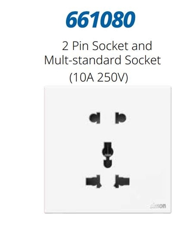 M7 AIR- Bộ ổ cắm 2 chấu + 3 chấu đa năng (10A 250V) Simon M7 661080