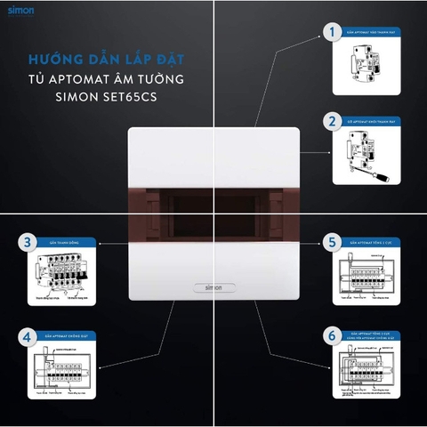 Tủ Aptomat mặt phẳng, nhựa mờ 9 module Simon SMX65CS-9AB