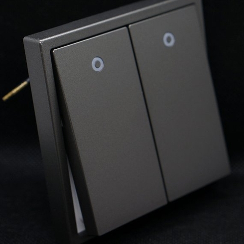 Module công tắc đôi 1 chiều có đèn LED màu Xám (Grey) Simon i7 701023-61