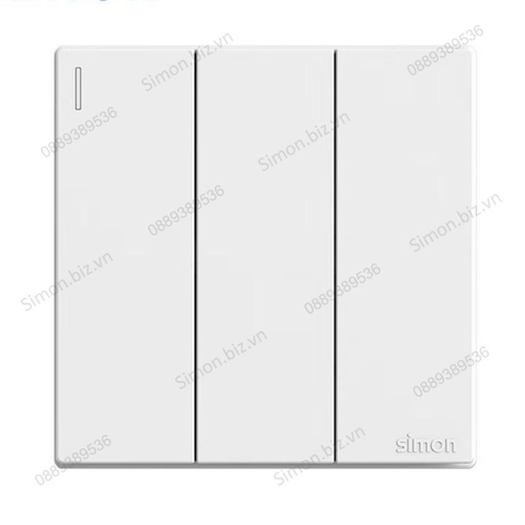 Bộ Công tắc ba, 2 chiều mặt vuông màu trắng cao cấp Simon S6 581032